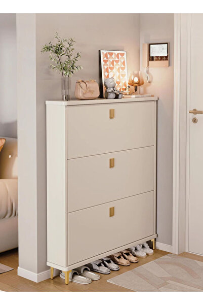 sharpdo Home Entrance Furniture 3-Layer Ultra-Thin Shoe Cabinet, Flip-Top Ultra-Thin Shoe Cabinet