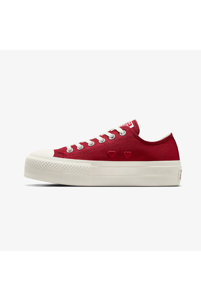 Converse Chuck Taylor All Star Lift Hearts Unisex Kırmızı Platform Sneaker