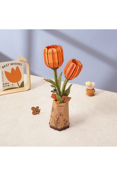 Robotime Orange Tulip - 3D Wooden Puzzle - 76 Pieces