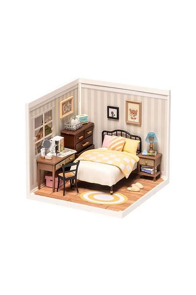Robotime Vintage Bedroom - 3D Plastic Miniature House - 95 Pieces