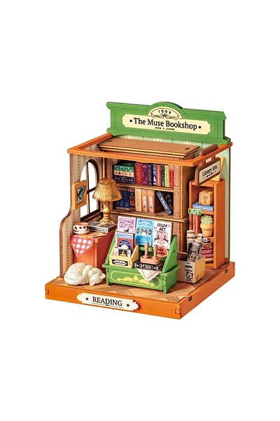 Robotime Cozy Bookcase - DIY 3D Miniature House - 68 Pieces