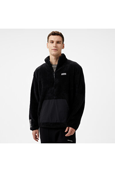 United 4 UNITED4 Sherpa Half Zip Erkek Siyah Hoodie