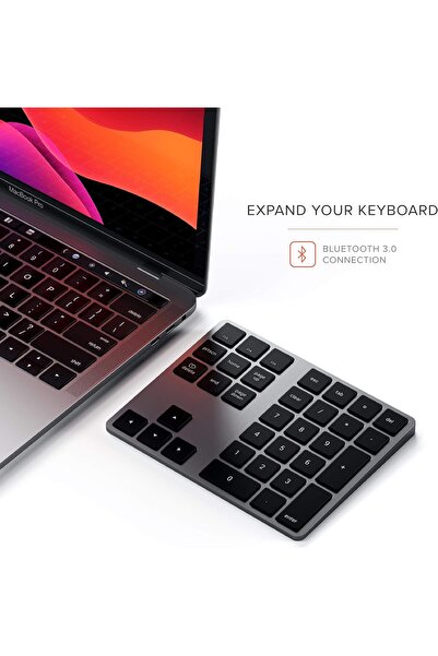 Satechi لوحة مفاتيح رقمية ممتدة بتقنية البلوتوث - لوحة مفاتيح رقمية رفيعة قابلة لإعادة الشحن، 34 مفتاحًا، لجهاز MacBook Pro M2/M1