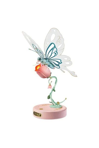 Robotime Pink Butterfly - 3D Mechanical Puzzle Made of Metal and Plastic - 79 Pieces