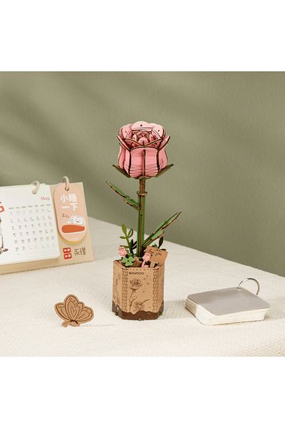 Robotime Pink Rose - 3D Wooden Puzzle - 104 Pieces