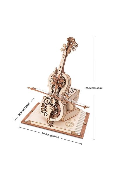 Robotime Magic Cello Music Box - 3D Mechanical Wooden Puzzle - 199 Pieces