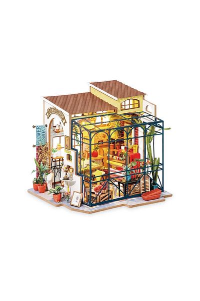 Robotime Emily's Flower Shop - DIY 3D Miniature House - 206 Pieces