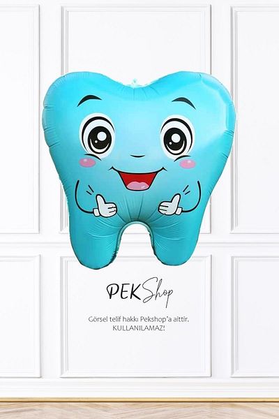 PEKSHOP Blue Tooth Foil Balloon Tooth Wheat First Tooth Party Balloon
