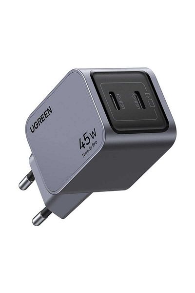 Ugreen Nexode Pro 45w 2x Usb-c Gan Fast Charger, Gray