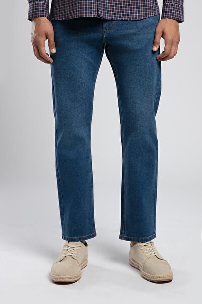 Lee Cooper Rico Yüksek Bel Düz Kesim Düz Paça Mavi Erkek Jean Pantolon