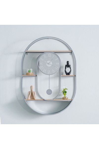 Danube Home Cambridge Clock With Wooden Stand Wall Clock 66X94X13Cm Silver