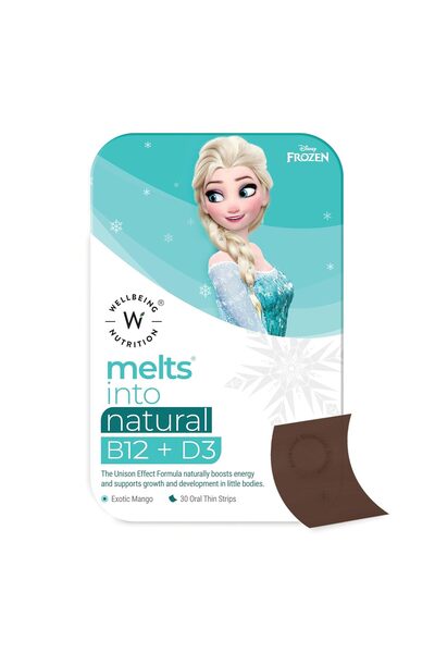 Wellbeing Nutrition Disney Frozen Natural B12 + D3|Exotic Mango Flavor 30 Ora...
