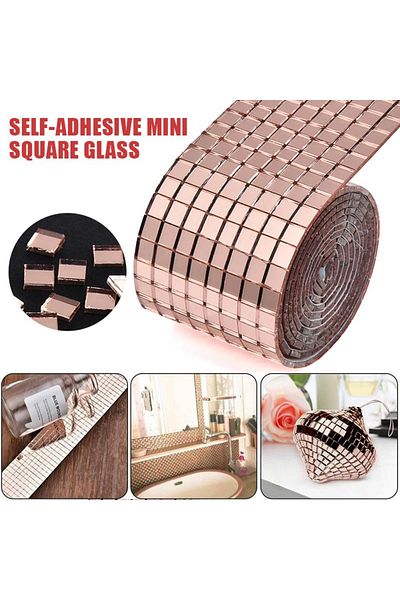 MaffStuff Mosaic Mirror Adhesive Tape for Decorating Walls, Furniture and Objects, PINK - 4 X 100 cm