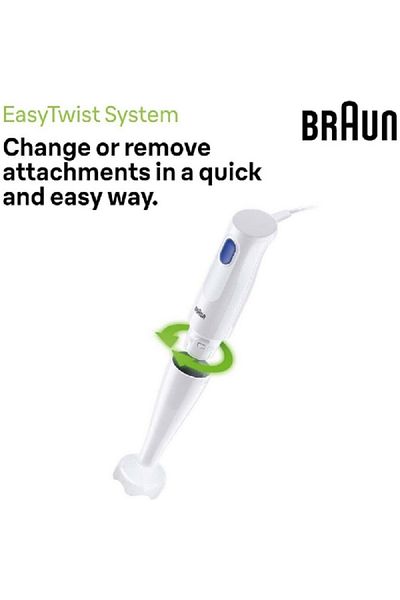 Braun 450W Ergonomic 2-In-1 Multiquick Hand Blender with Easy Twist System White