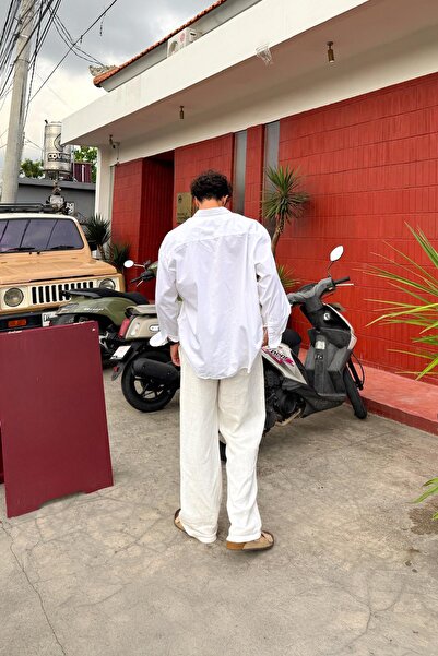 Flaw Wear Comfortable Linen Trousers with Elastic Waist