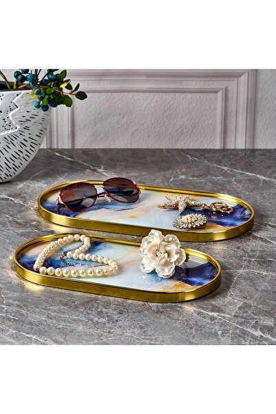 Danube Home Elizabeth 2-Piece Serving Tray-35X18X1.6CM,30X16X1.6CM