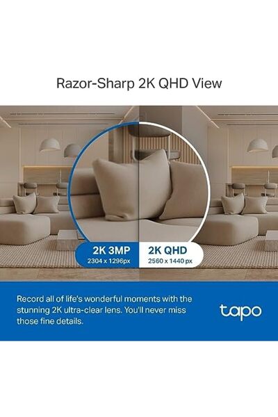 tapo كاميرا TP-Link Tapo Pan/Tilt AI للأمن المنزلي بتقنية Wi-Fi تحدد هوية الأشخاص والحيوانات الأليفة والمركبات/S غير الطبيعية