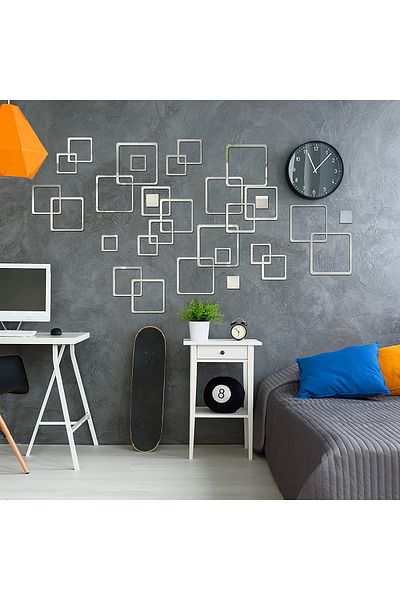 MaffStuff Set 24 Oglinzi Decorative Patrate – Accesorii pentru Decor Interior, Ideal pentru Pereți și Mobilier