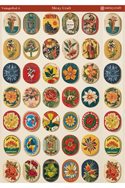 MirayDesign 1 autocolant tematic vintage roșu (12x17 cm) pentru Bullet Journa...