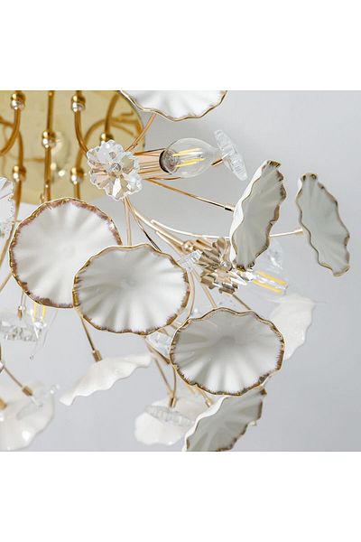 Danube Home Roma Crystal Chandelier For Bedroom|7-Lights with E14 Socket|L50xW50xH30cm-White/Gold Finish