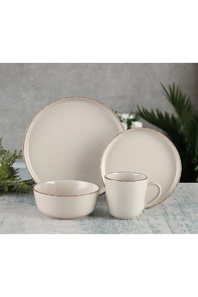 Bien Servi 16-Piece Elegant Design High Quality Stoneware Dinner Set Beige
