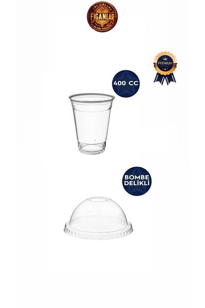 figanlar ambalaj Thick Lid Hard Pet Plastic Cold Drink Cup/ Cold Coffee Cup 400Cc (14 oz) 50 Pcs