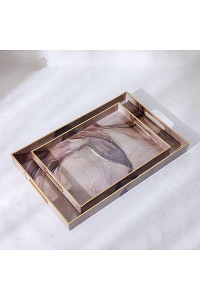Danube Home Elizabeth 2-Piece Serving Tray -45.4X29.5X4CM,35X25X4CM