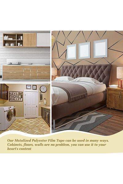 MaffStuff Decorative Adhesive Tape for Tiles, Furniture, Walls - Water Resistant, SILVER