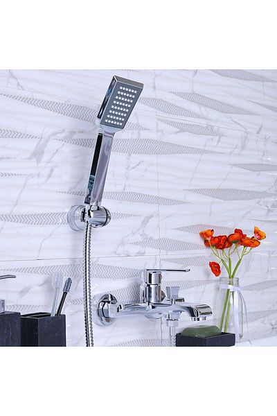Danube Home Milano Power Bath Mixer With Shower Set, Chrome-177 x 103 mm