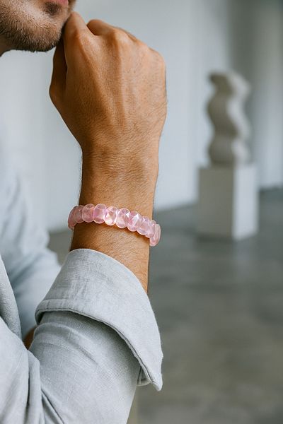 Safnaturel Igsl Certified Pink Quartz (Rose Quartz) 9 X 14 mm Special Cut Bracelet