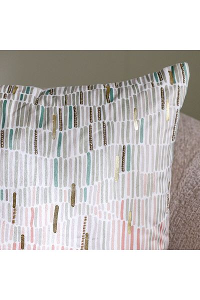Danube Home Gleam Oasis Print Velvet Cushion Cover with Foil Multicolor-45x45 cm