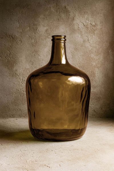 Barine Голяма плоска стъклена ваза 25x38 см, кехлибарена
