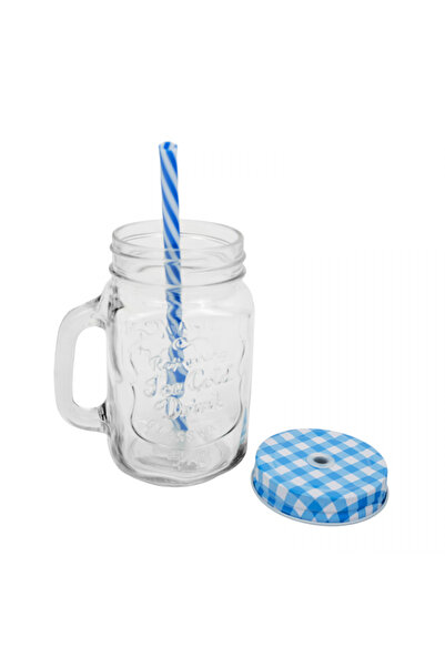 wei inox Буркан за лимонада със сламка, стъкло/метал, прозрачен, 450 мл