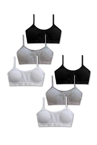 GizaKids 95% Cotton Girls' Thin Strap Training Bra Set of 6 |   Half Athlete