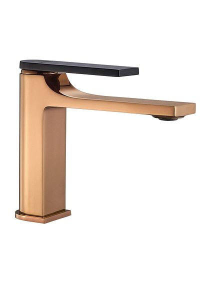 Danube Home Milano Mila Basin Mixer Rose Gold W/Handle Matt Black|Brass Basin Mixer