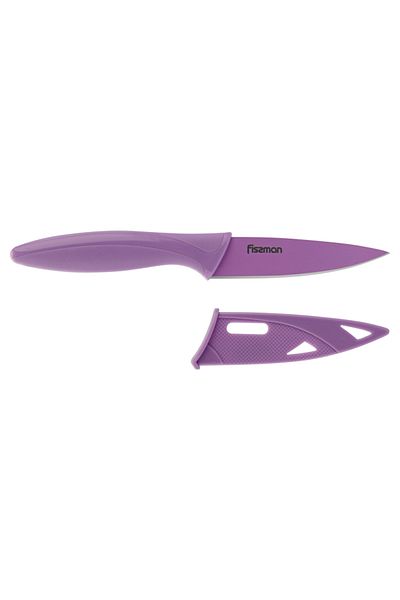 Fissman Paring Knife 10cm with Sheath , Stainless Steel Knife for Meat Fruit And Vegetables, Purple