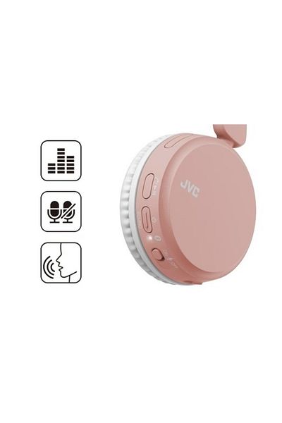 JVC HA-S36W-P-U On-Ear audio headphones, Bluetooth, microphone, Pink