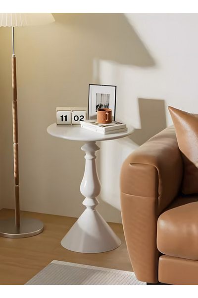 sharpdo Ins Style Sofa Side Table Coffee Table, Mini Small Round Table Removable 28*40*58CM