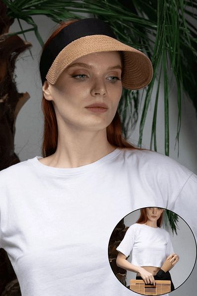 Gubo Foldable Velcro Straw Visor Summer Beach - Tennis Hat
