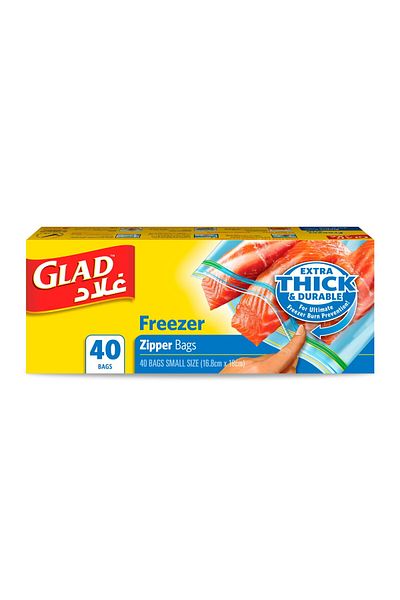 Glad Freezer Zipper Bags, Size 16.8cm x 18cm 40 pcs