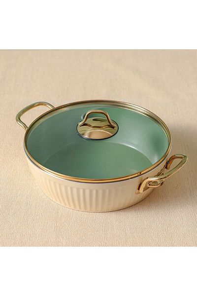Danube Home Lines 7-Piece Maya Cookware Set Ceramic Cream