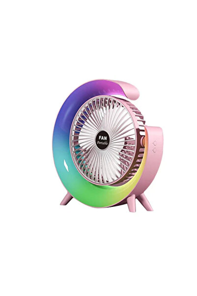 K KATHODE Mini Ventilator De Birou Rotund Cu Led Rgb