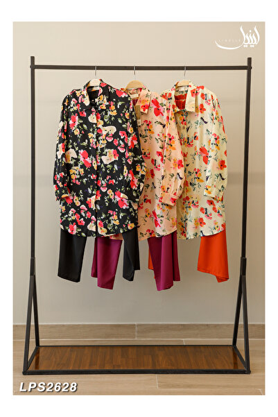 LINELLE Ladies Co-ord Pant Set- Floral Printed Shirt and Solid Pant with Long...