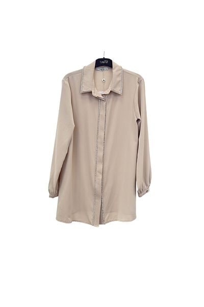 Armine Women's Collar and Front Stone Embroidered Shirt Tunic 25Yt301