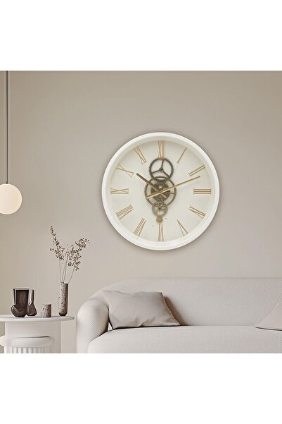 Danube Home ساعة حائط سانسا بي بي رومان جير بيضاء 46×7×46