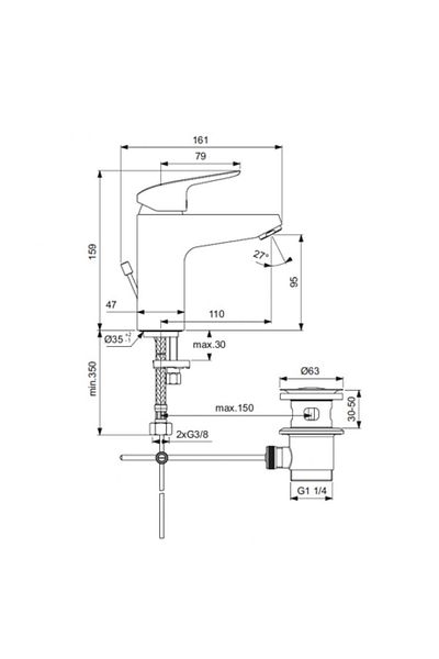 Danube Home IS-Ceraflex Basin Mixer Grande Pu/M 3.8L-(1/2'' Hose Connection) B1713AA|Brass Basin Mixer-Chrome