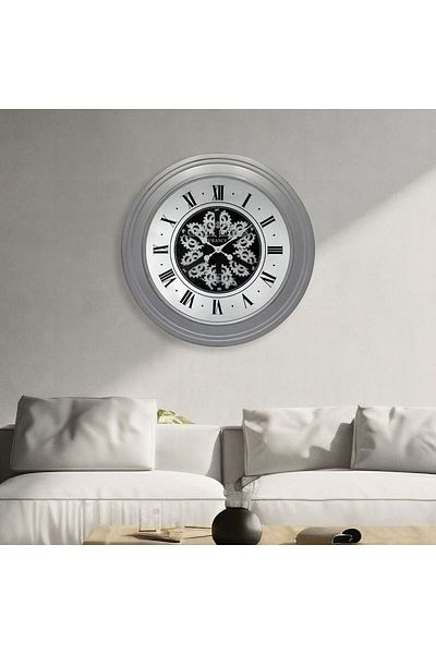 Danube Home Sansa Mirror Mdf Wall Clock Grey 80x80x8