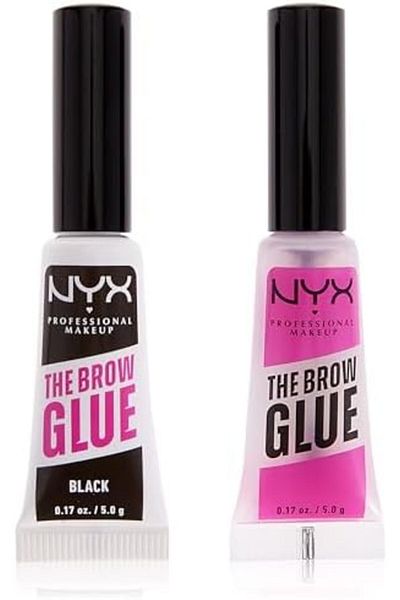 NYX Professional Makeup مجموعة هدايا العيد من غراء الحواجب الثنائي - شفاف وأسود