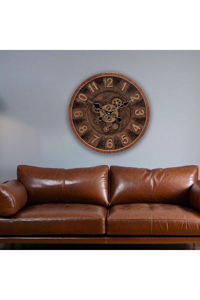 Danube Home Sansa PP Gear Bare Wall Clock Brown 40x40x7