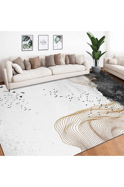 sharpdo Modern Living Room Bedroom Abstract Grid Carpet 200*300cm